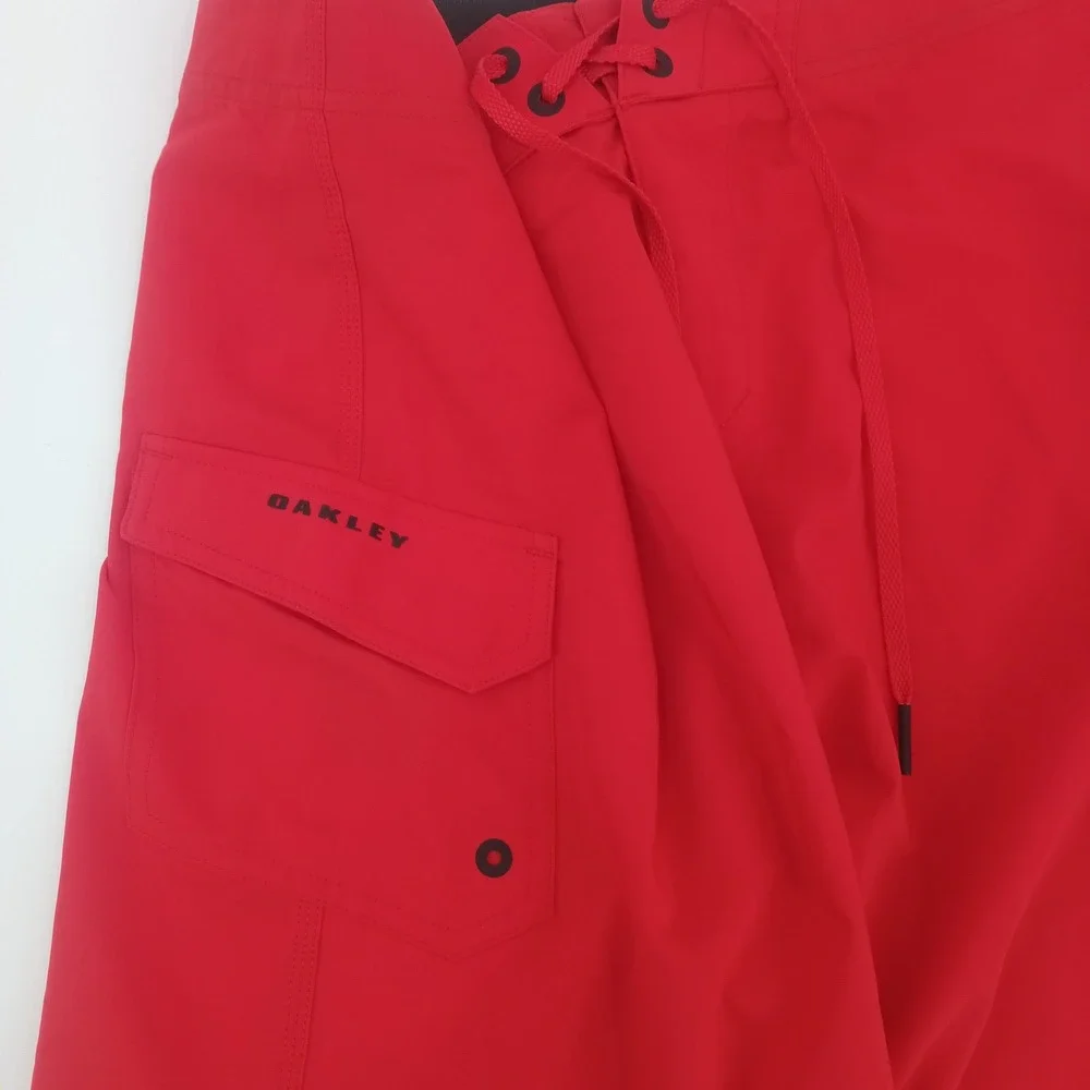 Oakley Mens Red Board Shorts Regular Fit Swim Trunks Size 36 CA35460 RN96548